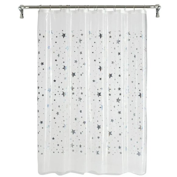 Mainstays Bath Galaxy Stars Iridescent Peva Shower Curtain 7 X 72